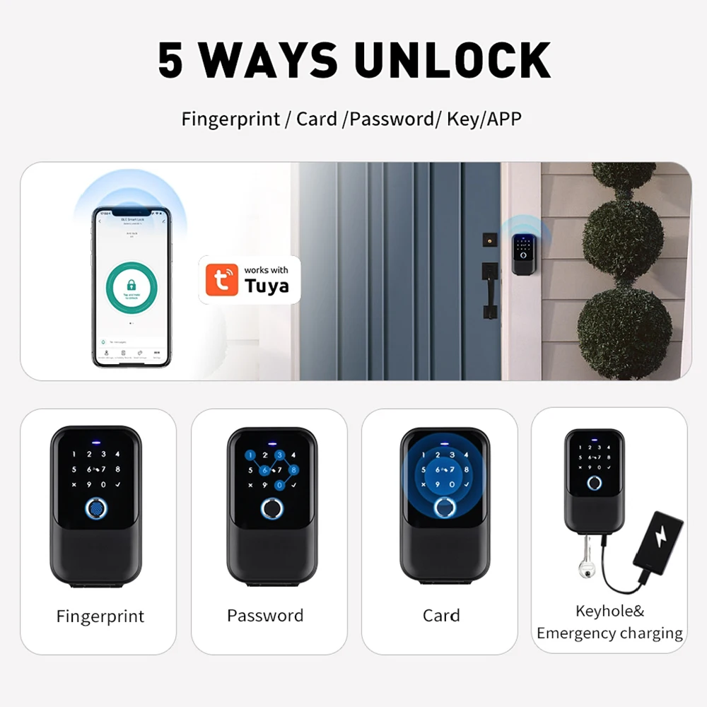 Zzmyq Умный домашний замок IP65 Водонепроницаемый Tuya Smart Life приложение Дистанционное разблокирование настенный отпечаток пальца цифровой смарт-ключ Коробка