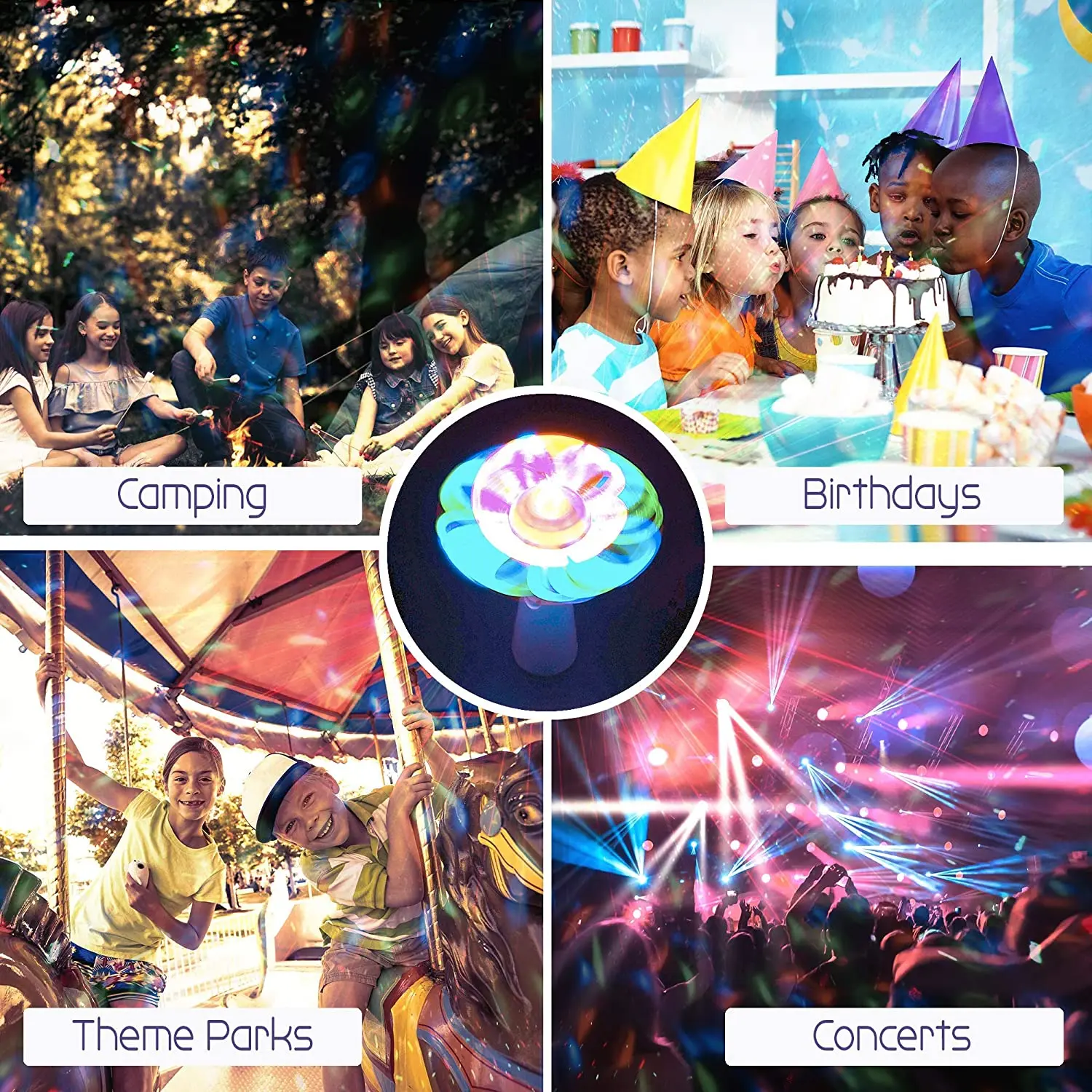 Spinning Light Up Wand | Glowing Multi-Color LED Light Spinner In Wild Sensory Patterns Spinning Light Toy For Children