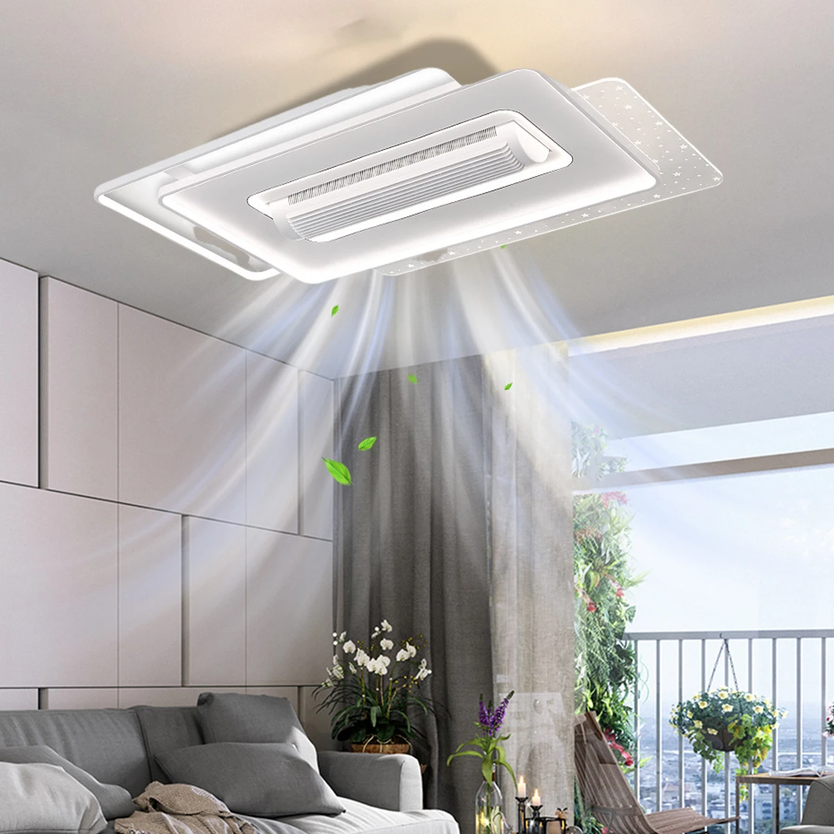 Ceiling Lamp Intelligent Remote Control APP Control LED Chandelier Ceiling Fan with Light Hottest Bladeless Simple Metal 80 5.5