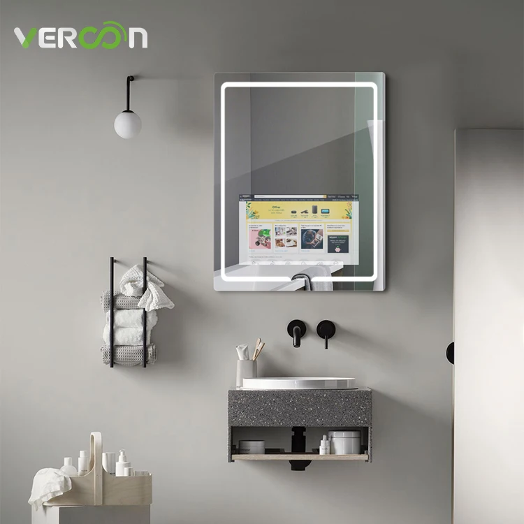 Vercon china manufacturer smart mirror wifi touch screen  led vanity mirror bathroom with lights touch led smart mirror for tv