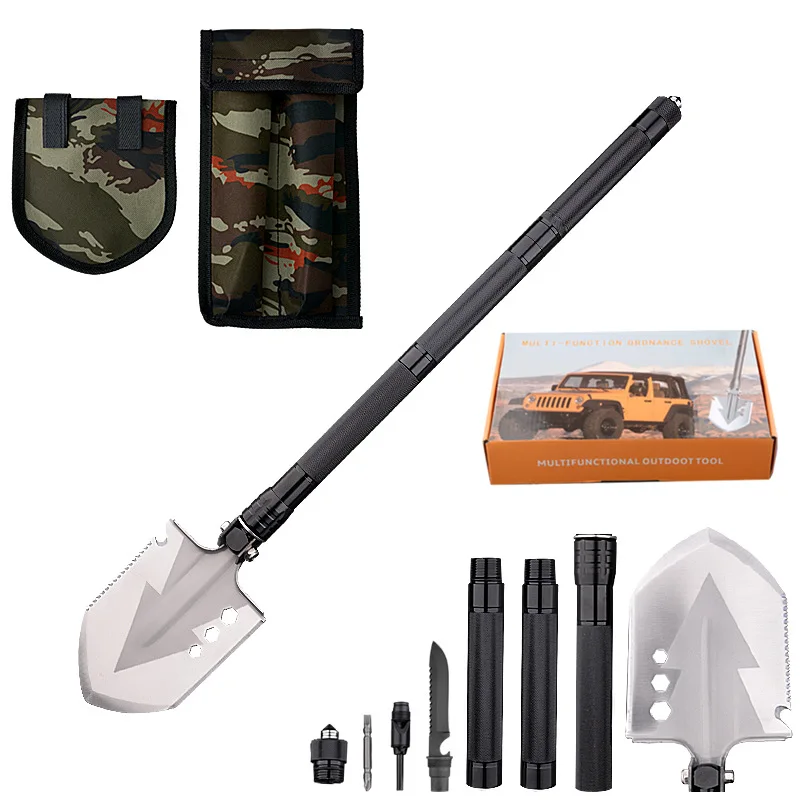 Factory Direct Garden Planting Folding Portable Stainless Steel Shovel Vegetables Digging Axe Outdoor Tool
