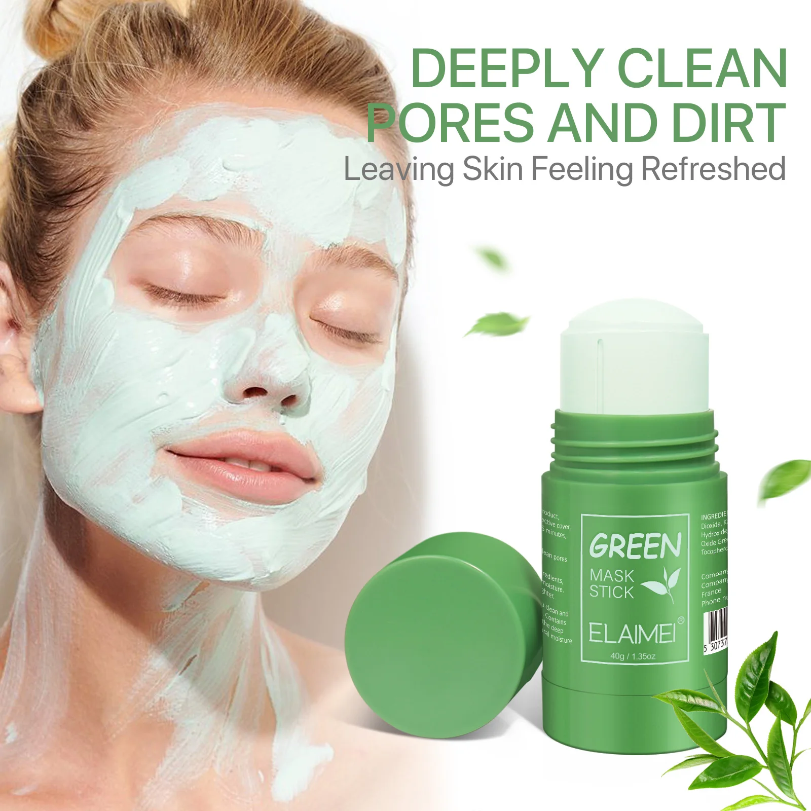 ELAIMEI  Face Skin Care Cleansing Mask Purifying Clay Cream Face Mud Private Label Organic Green Tea Mask Stick