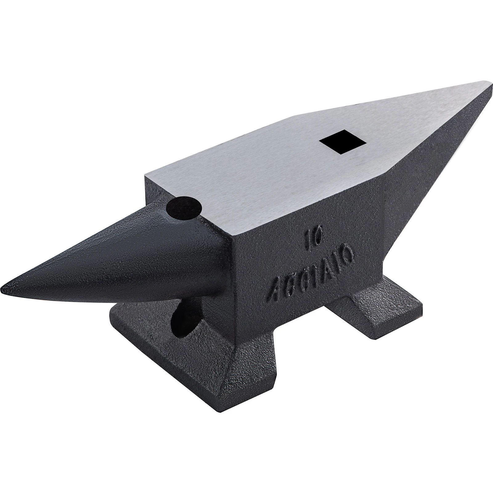 22 Lbs Single Horn Anvil With Large Counter Top Stable Base High Hardness Rugged Round Hole for Bending Hammering