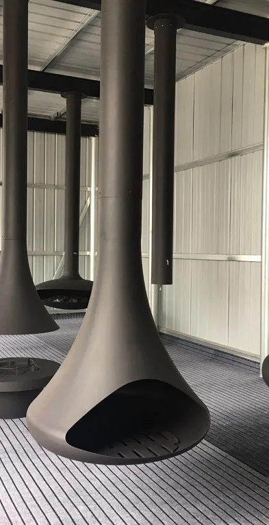 Custom Indoor Wood Stove Decorative Wall Mounted Wood Burning Hanging Suspended Fireplace