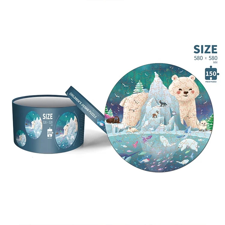 Personalized Custom Blueboard 150 Pieces 58x58cm Cartoon Toy Game Educational Jigsaw Round Puzzle Mat for Adult Kids