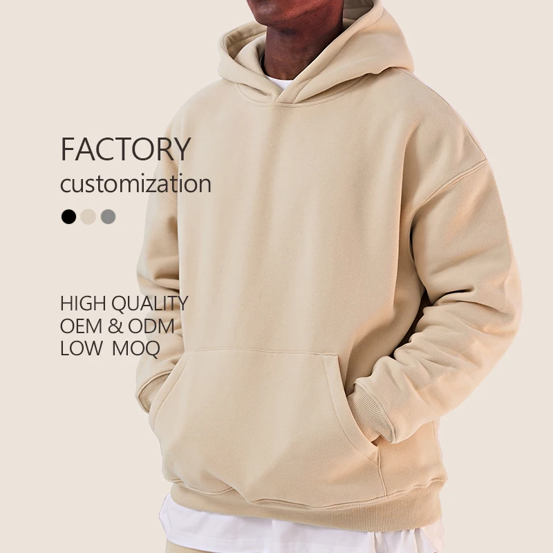 high quality casual french terry hooded heavyweight oversized hoodie puff printing screen logo custom hoodies for men
