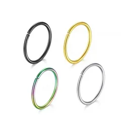 316 Medical titanium steel piercing jewelry nose ring earrings ear ring seamless ring 6mm Round anti-allergy