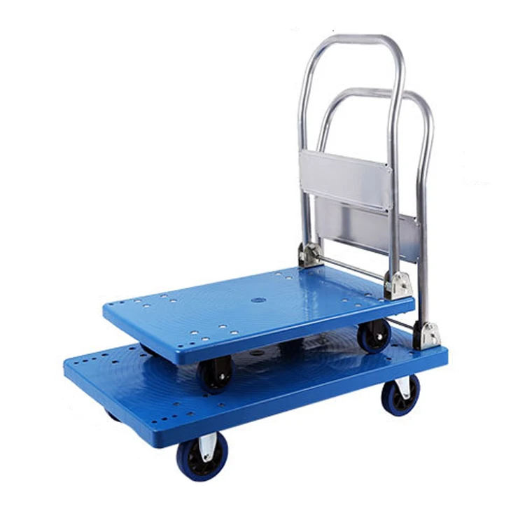 Load heavy duty foldable Push Warehouse Platform Trolley hand carts