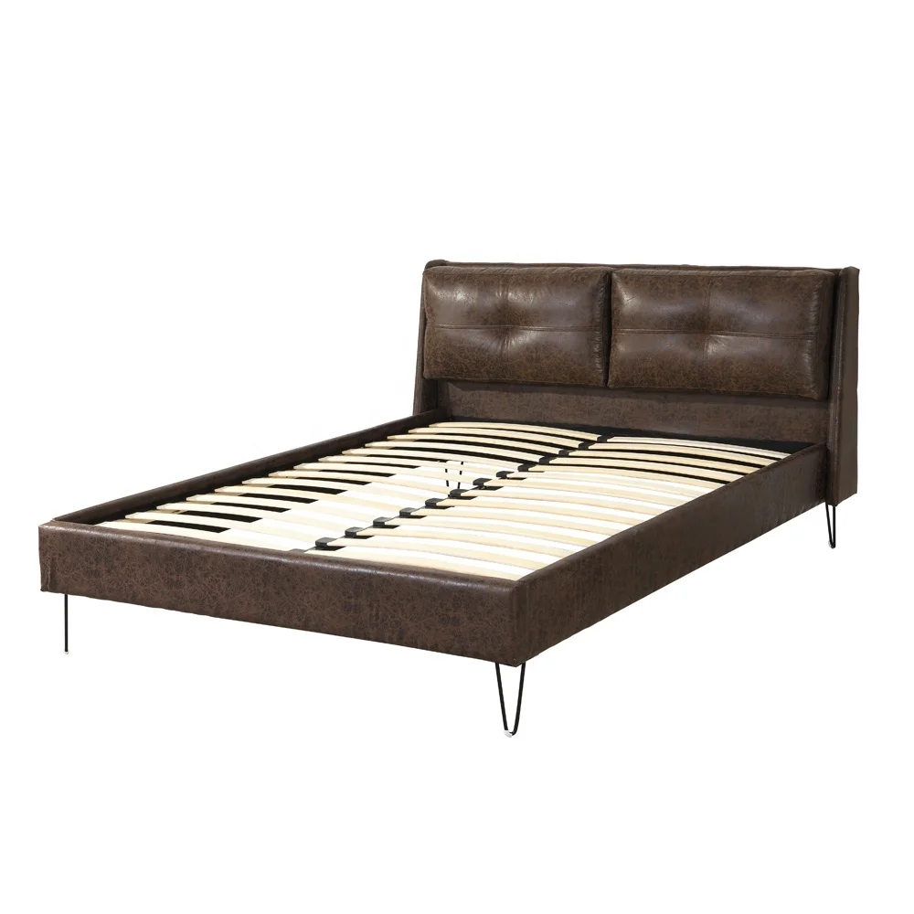 Sturdy noise free strong slats support upholstered Queen King sizes wooden bed frame