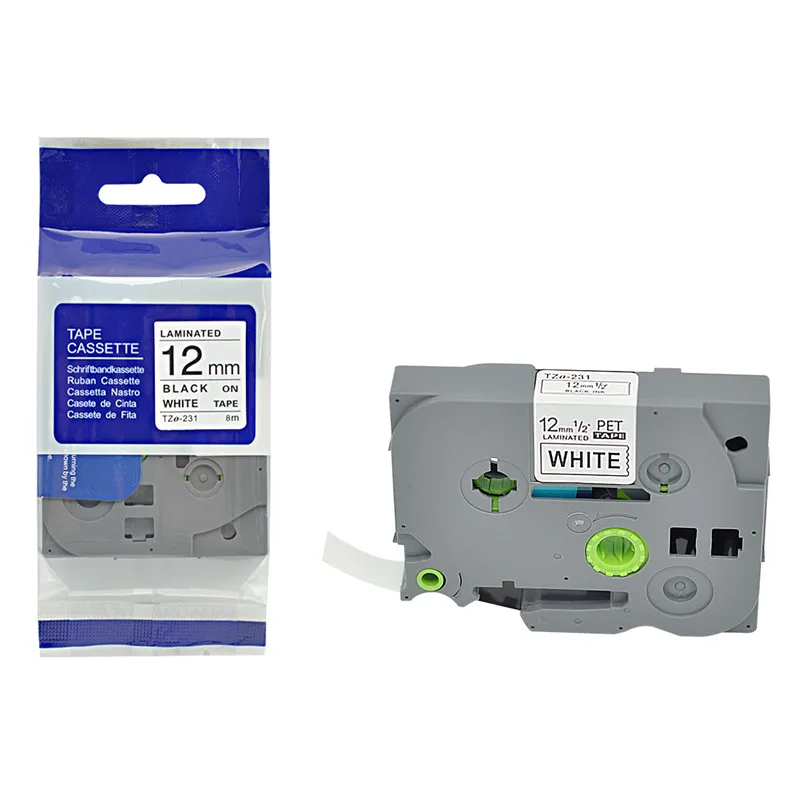 Orison 12mm White Label Tape TZ-231 Tze231 Tze-231 231 Adhesive-Laminated Label Maker Compatible for Brother Printer