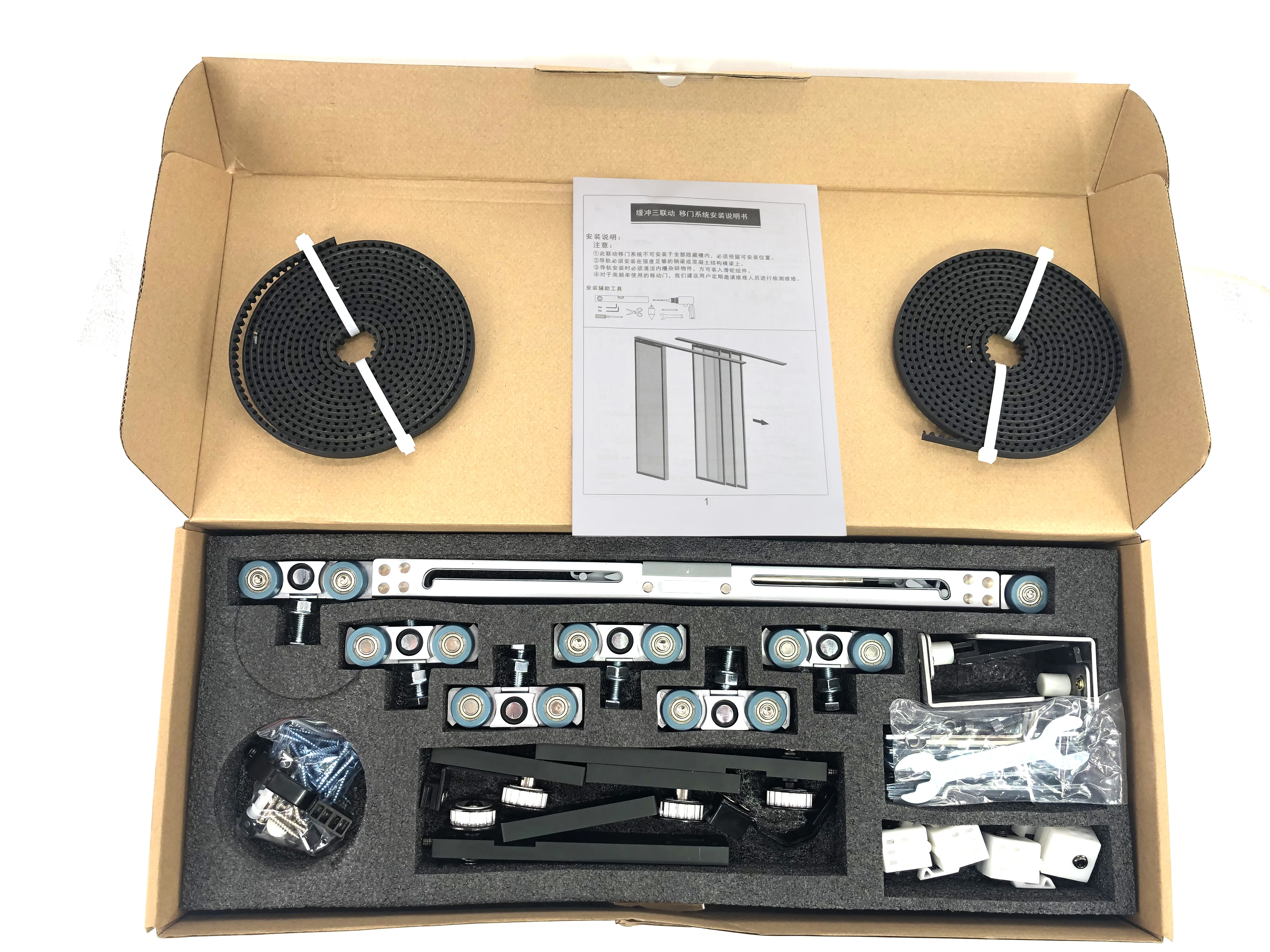 three  doors soft close   synchronized symmetrical wooden sliding doors hardware