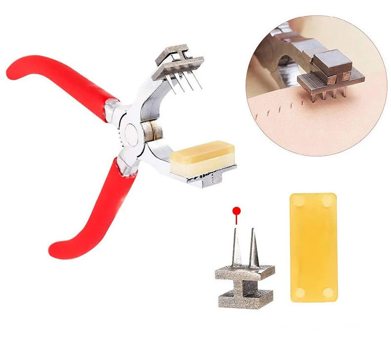 Factory direct sales of leather tools perforation stitching cutting two-color four buckle installation and tools