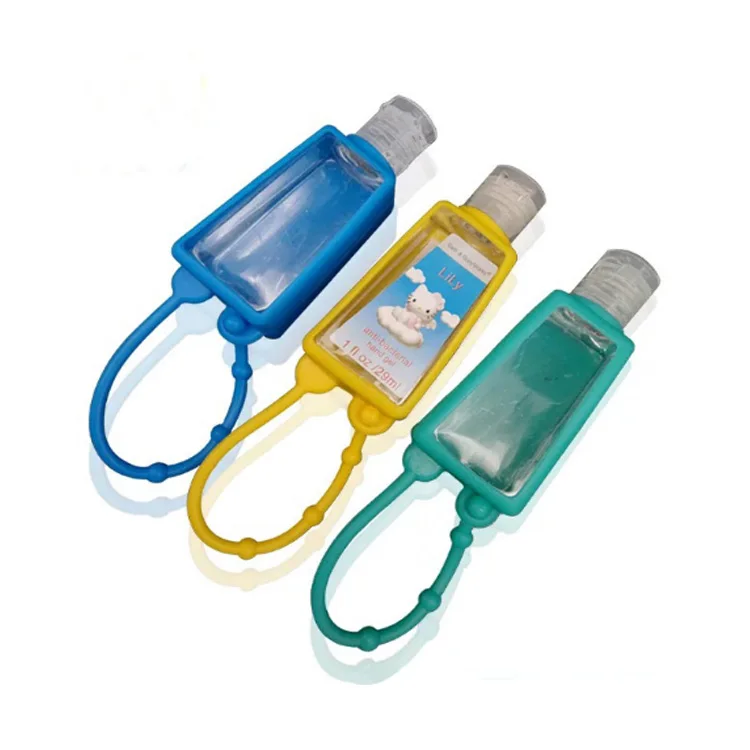 Promotional gift mini silicone rubber  Hand sanitizer sleeve with silicone holder/Customizable silicone hand sanitizer holders
