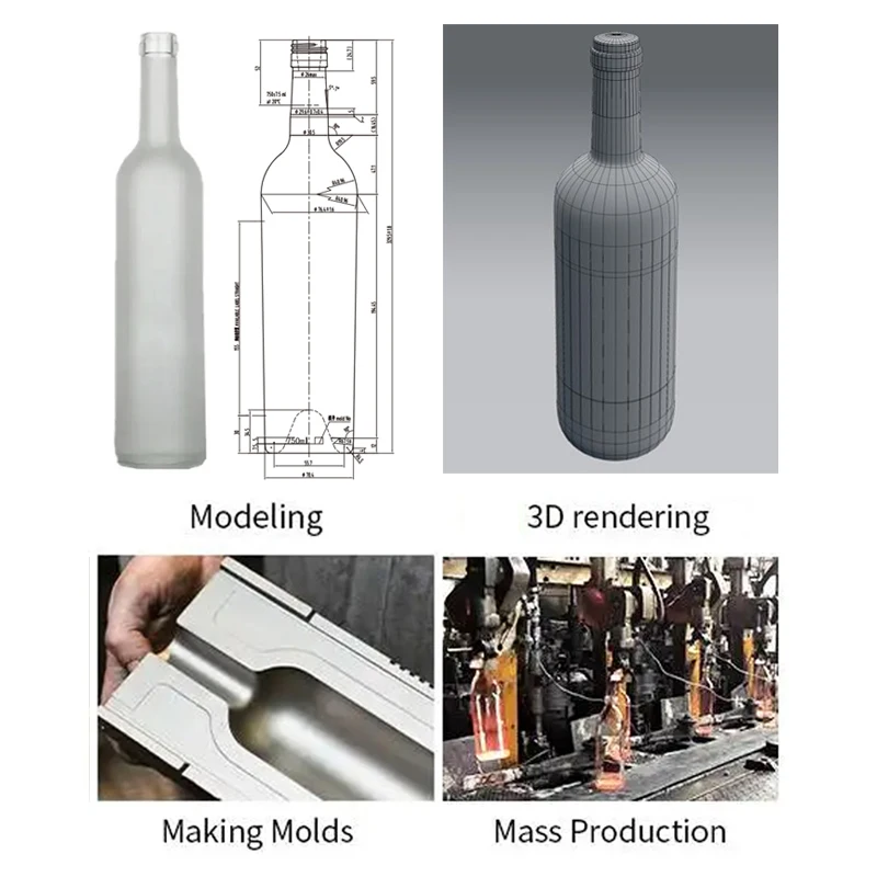Recyclable 750ml Quadrate Glass Wine Liquor Bottle Brandy Rum Tequila Vodka Spirits With Lid