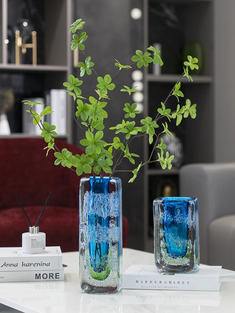 Luxury Home Decor Multicolor Abstract Art Crafts Desk Hand Blown Murano Glass Vase