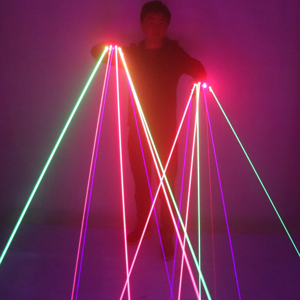 Перчатки лазерные RGB, 7 лазеров