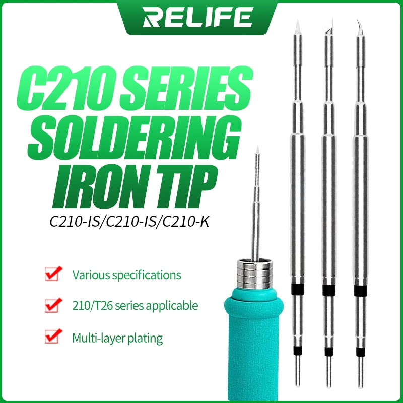 RELIFE RL-C210 I/IS/K Solder Replacement Tips For Sugon T26 T26D Series Soldering Iron Tip C210-I/C210-IS/C210-K Tools