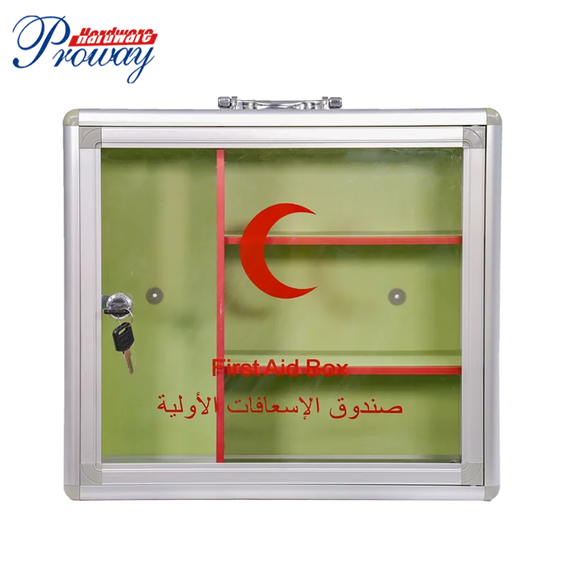 Aluminum Portable First Aid Box With Cable Wall Mounted First Aid Kit Box Key Locking First Aid Box/