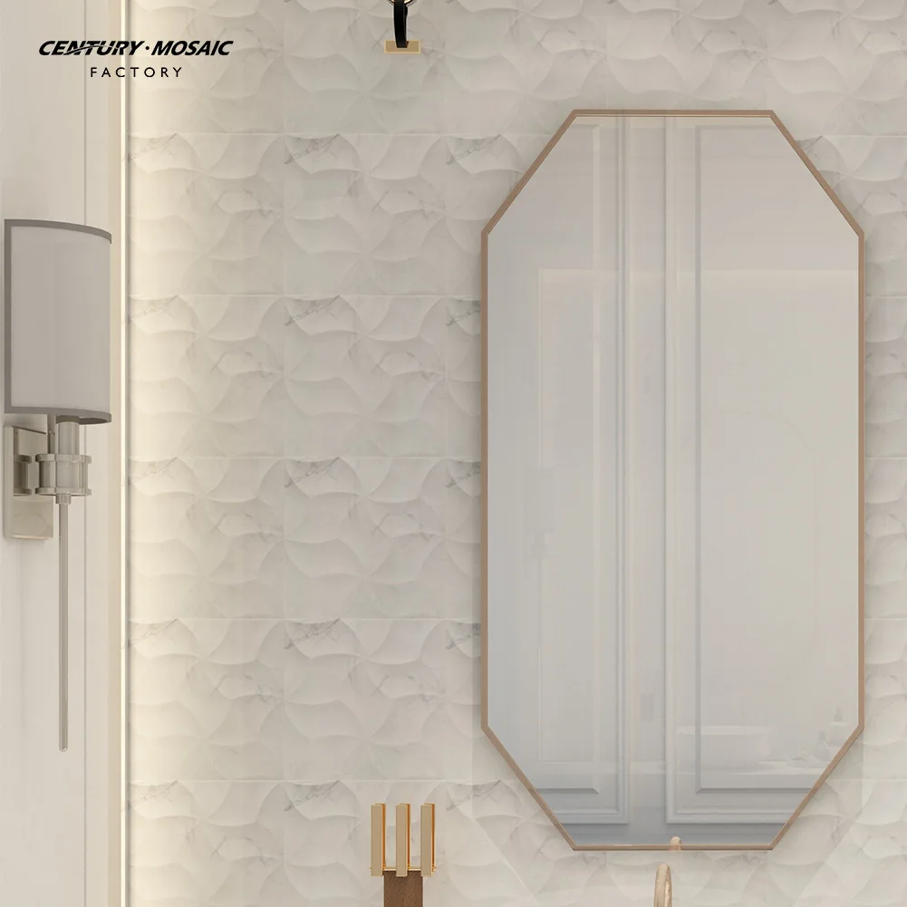 White Carrara 300*300mm 3D Effect Marble Wall Tiles Bathroom Tile Design