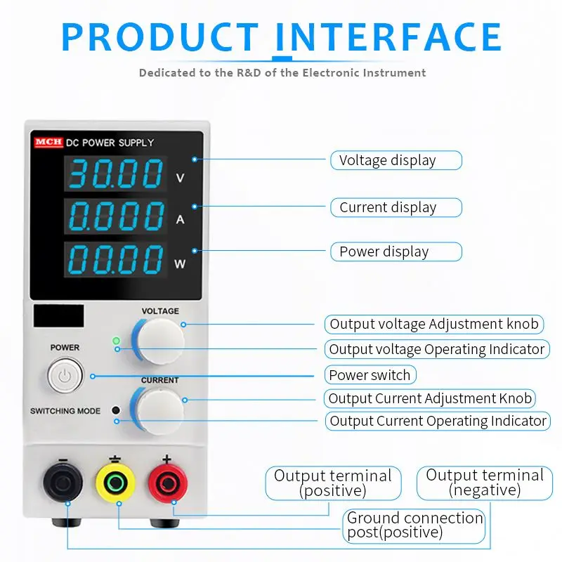 Power Display  MCH Factory Switch DC Power Supply Digital Display Adjustable Laboratory Power Source 60V 5A 30V 10A 100V 3A