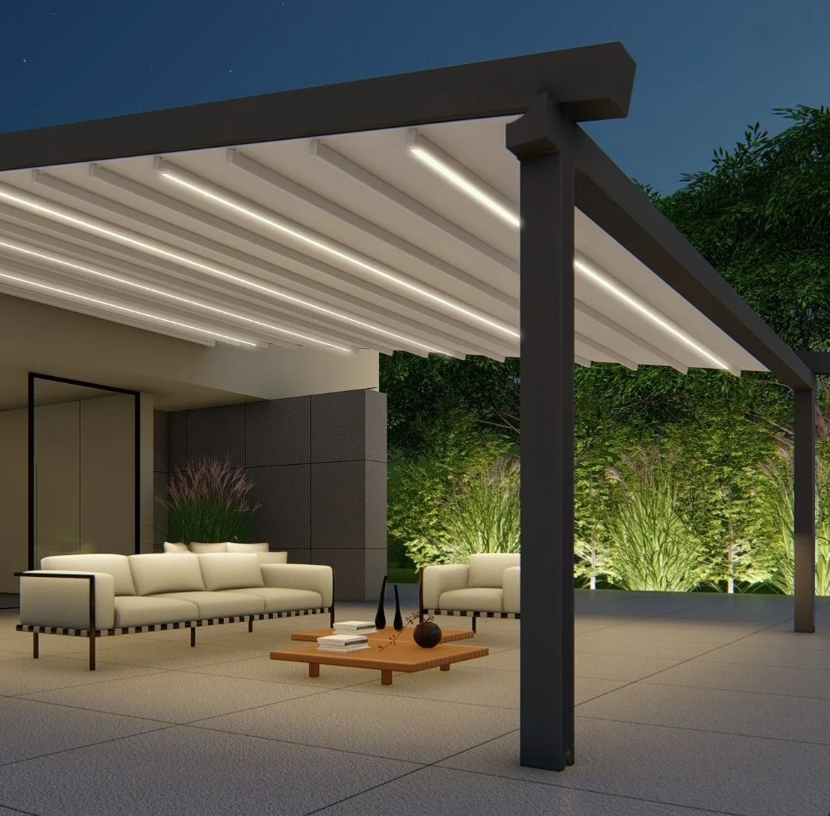Cantilever Metal Garden Motorized Louvre Roof Screen Rollen Outdoor Aluminum Gazebos Pergola