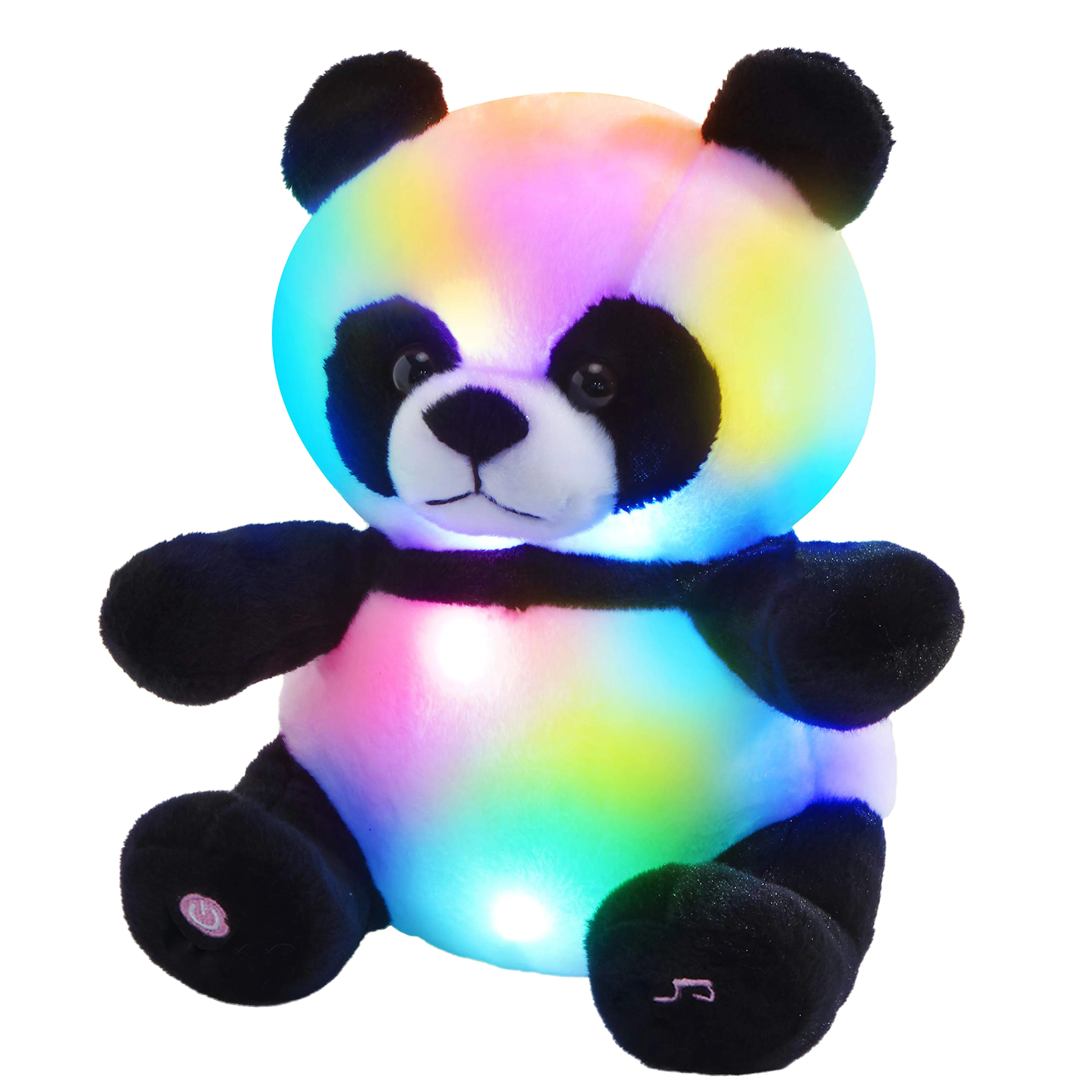 Glowing LED Cute Musical Pandas Plush Toy Light up Soft Pillow Stuffed Animals with Night Lights Glow in The Dark Birthday
