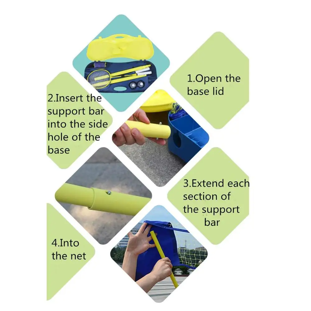 Новое поступление, Высококачественная портативная сетка для бадминтона с регулируемой высотой и ракеткой