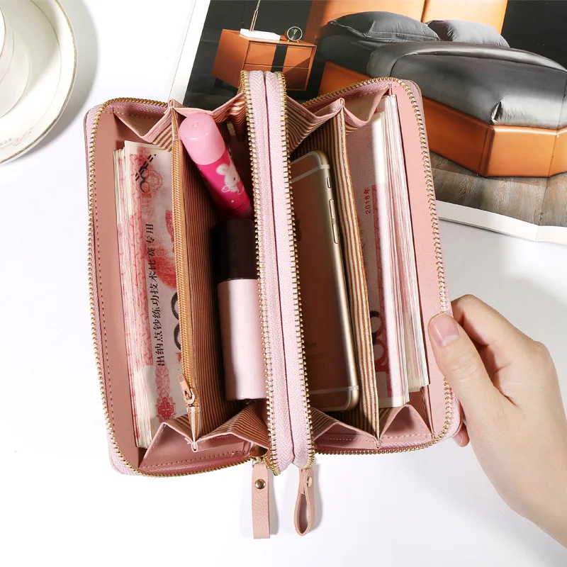 Cheap wholesale hot selling Pu leather coins changes ladies bank card holder cellphone wallets Purses For women