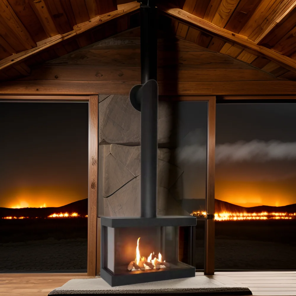 182x35x55cm Indoor US Plug Gas Fireplace Factory Direct Steel Remote Control Three Sides View Flame Natural Liquefied Gas Insert