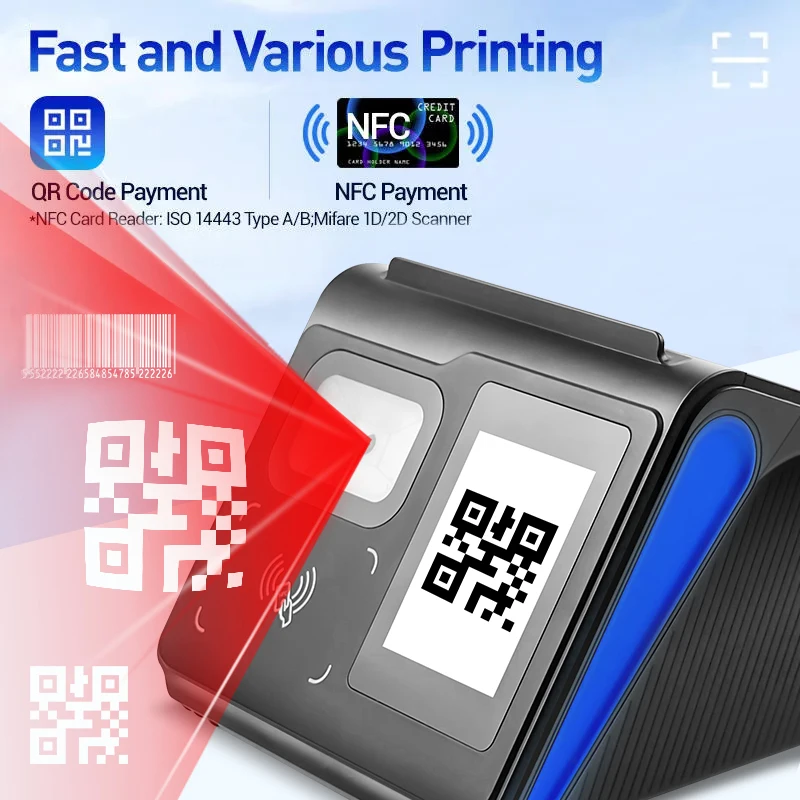 FYJ F1-88 8 Inch 8 Core Processor 3G RAM Android 12 POS NFC Machine with Printer for Retail and Hospitality Businesses