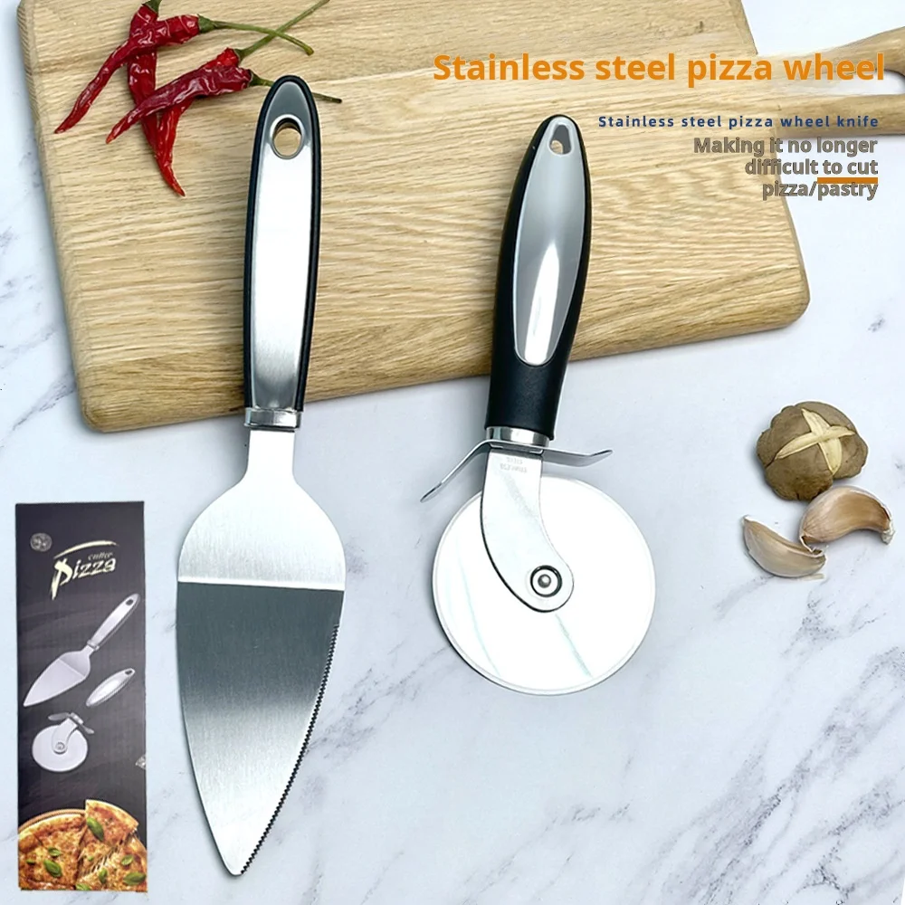 Easy-to-Use and Clean Metal Pizza Cutter with Non-Slip Handle for Home Use on Dough Waffles Pies-a Convenient Pizza Knife Set