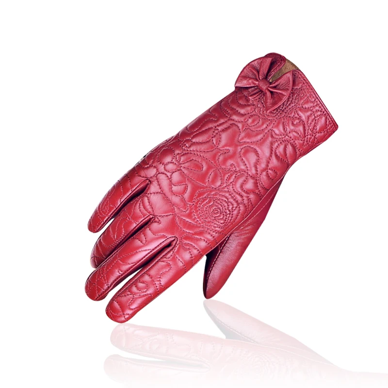 Customized WS2012 Ladies leather glove windproof fashion anti slip screen touch training driving sheepskin Women leather gloves