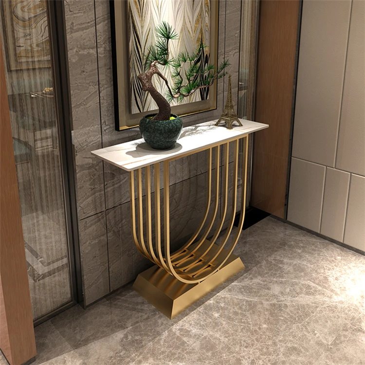 High Quality Home Furniture Living Room Console Table Hallway Gold Marble Console Table