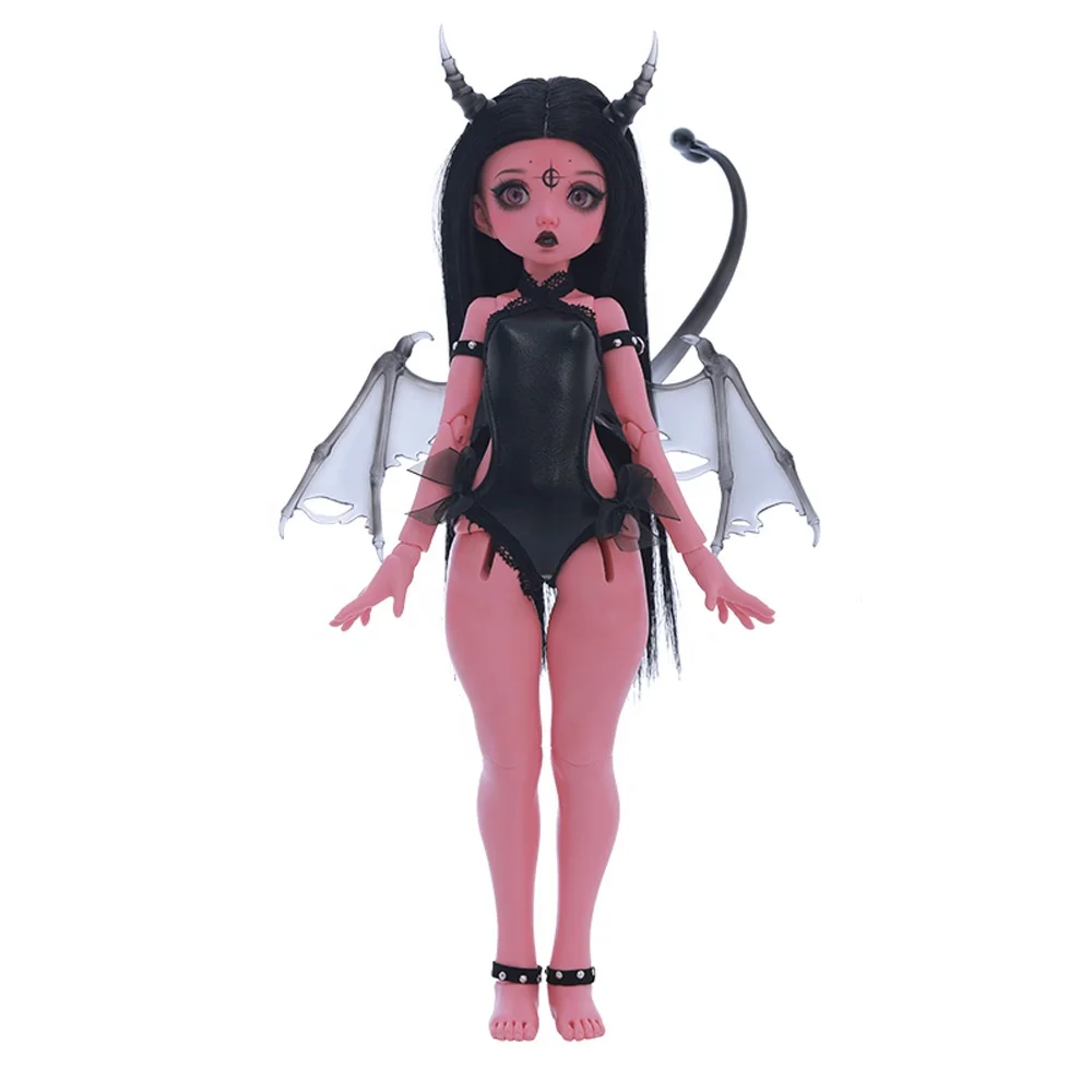 Fairytale Girl BJD Littlefee Mio 1/6 Hybrid Evil Elf Doll Red Skin Color Black Horn Custom Dolls
