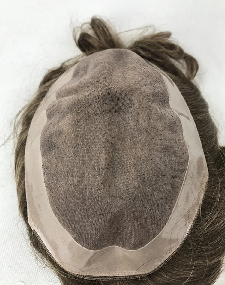 light brown water wave top hair pieces short indian human hair toupee with under venting