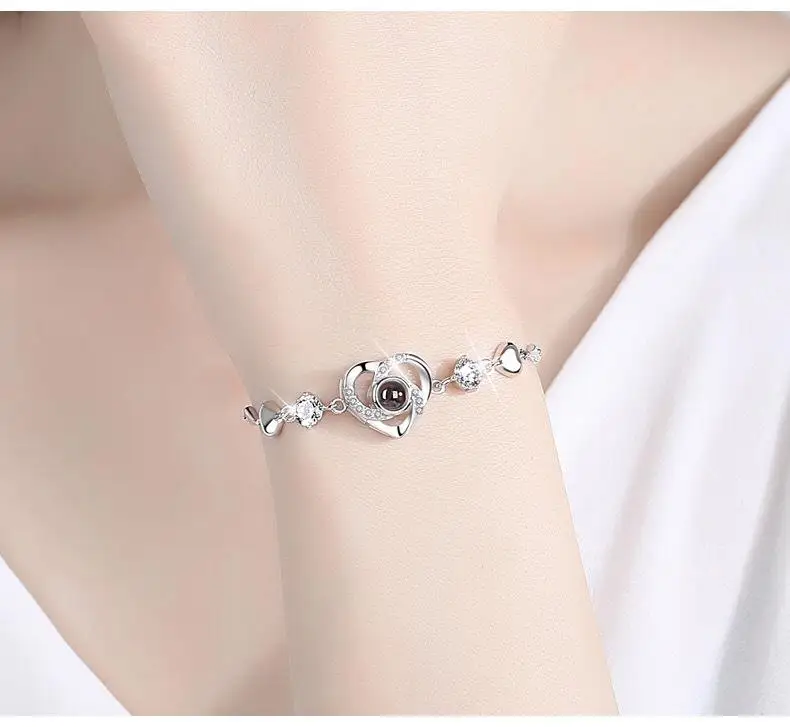 OEM Sterling Silver Copper Best Friend Bracelet Packaging Custom Picture Projection Couple Bracelet Ankle Bracelets for Women