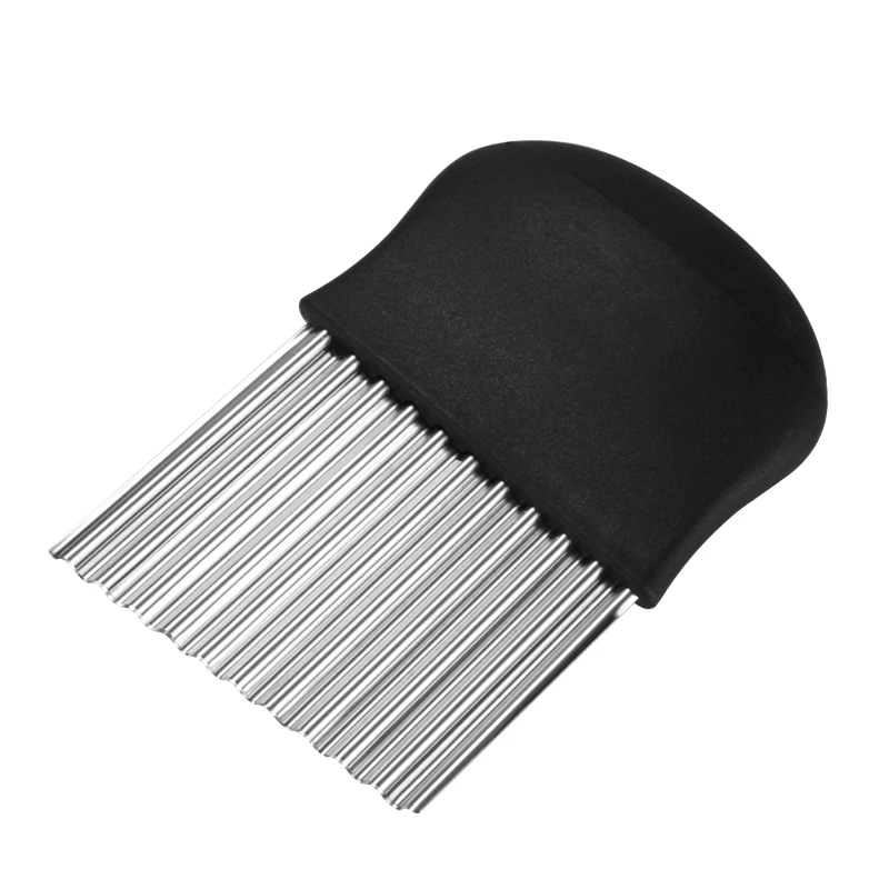 Stainless Steel Handheld French Fry Cutter Corrugated Vegetable Potato Chip Onion Slicer Crinkle Cutter with Wave Shape Knife