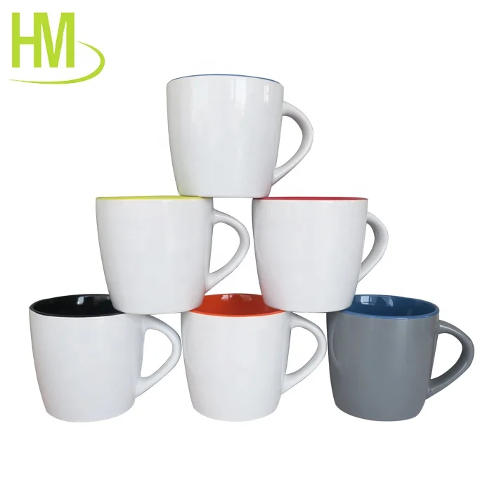 white sublimation blank ceramic mug without handle inside colorful handle colored
