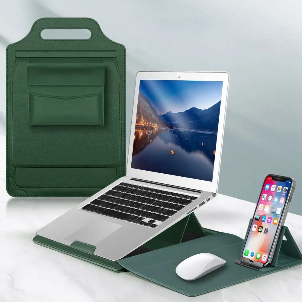 Pu Leather Bag Laptop Mouse Pad Adjustable Tablet Holder 3In1 Simple Bags Handheld Stand Computer Backpack Office Dnb29 Laudtec