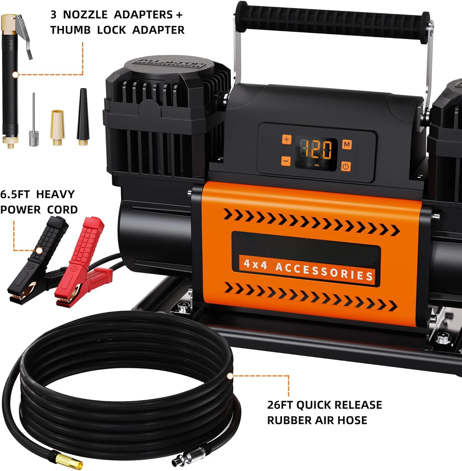 300L 12V Air Compressor w/LCD Control Panel to Preset Target Pressure, 150PSI 12.35CFM Air Pump Inflator