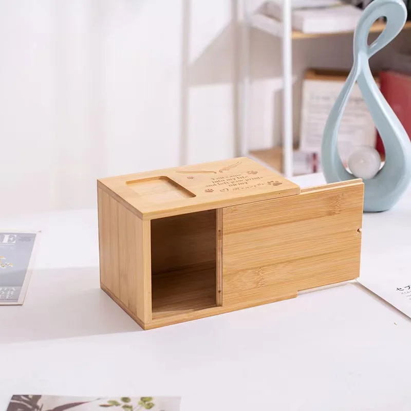 Индивидуальная бамбуковая урна для домашних животных лазерная гравировка деревянный гроб фото окно