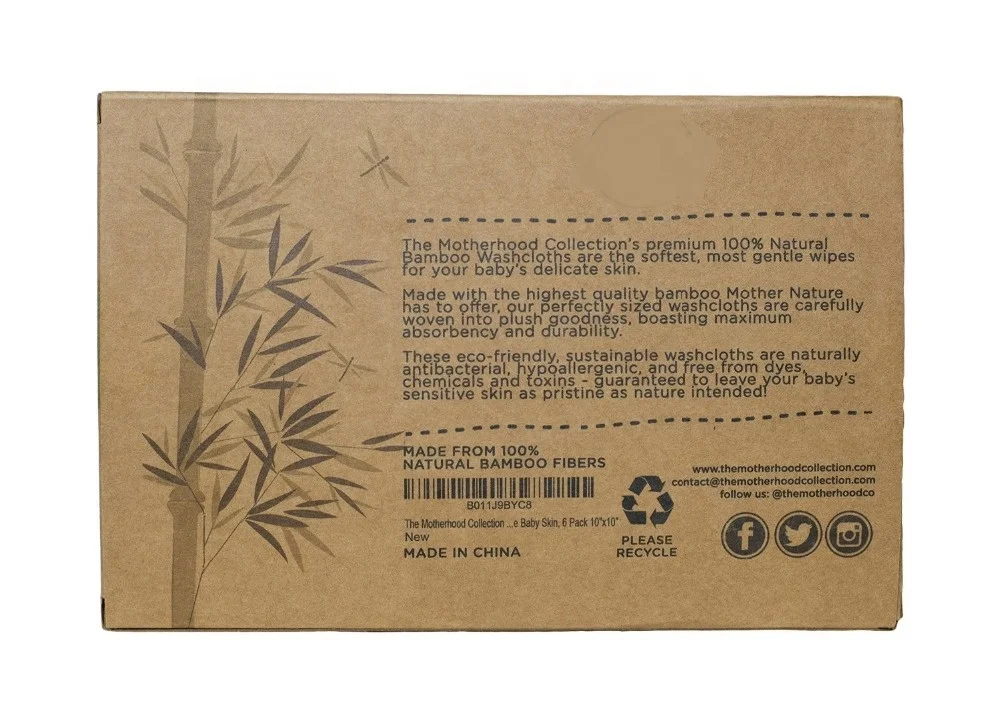 Set of 6 ULTRA SOFT Baby Bath Washcloths, 100% Natural Bamboo Towels Perfect for Sensitive Baby Skin