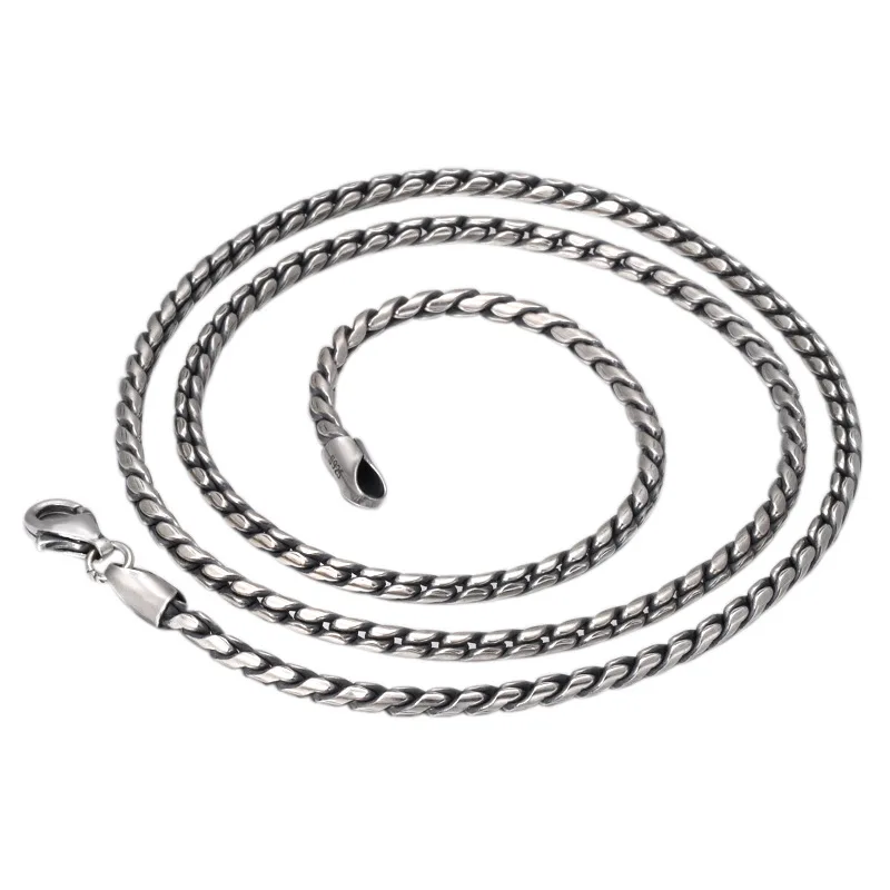 925 Sterling Silver Jewelry Handmade Braided Necklaces Sweater Chain For Men  Twists Chain Necklaces Jewelry