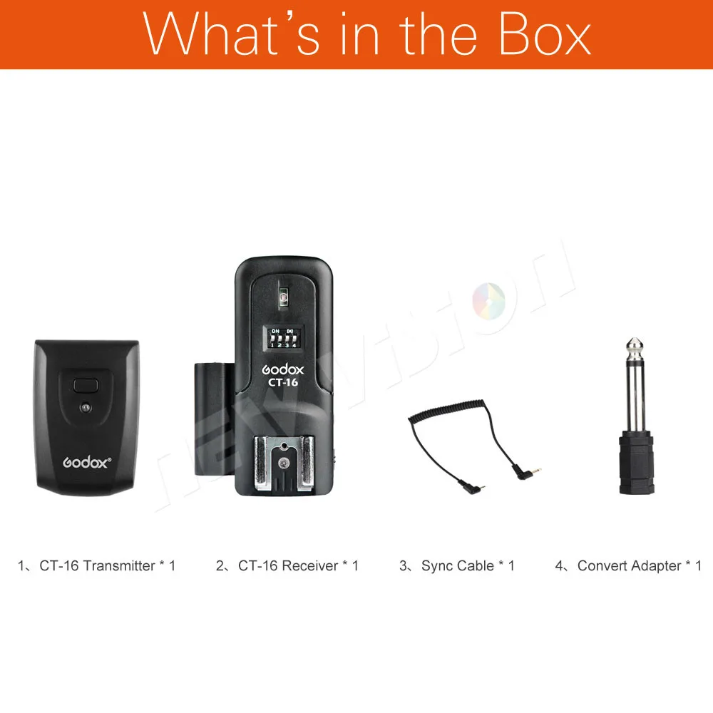 Godox CT-16 16 Channels Wireless Radio Flash Trigger Transmitter + Receiver Set for Canon Nikon Pentax Studio Flash