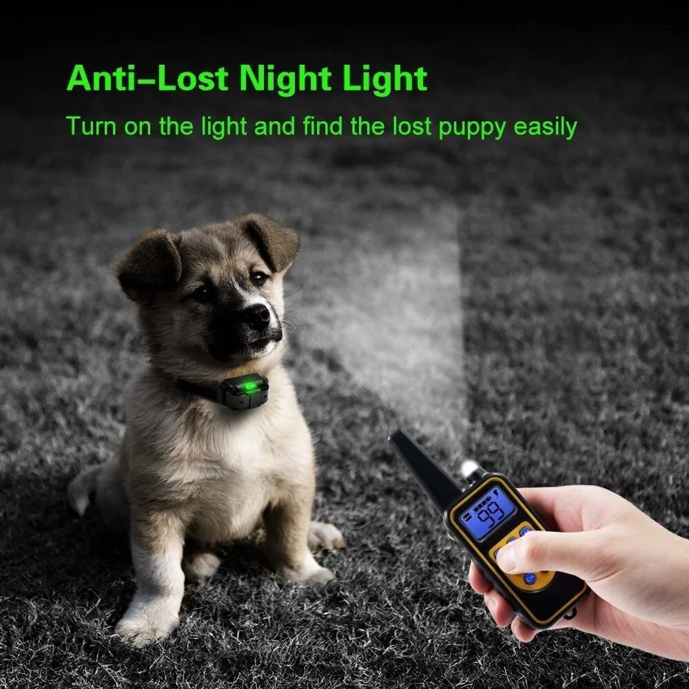800 Meters Waterproof Ip68 Rechargeable No Shock Pet Training Dog Collar For 3 Dogs