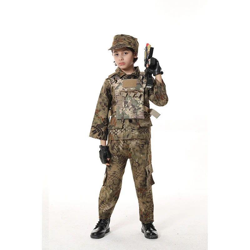 Kids Carnival costume Soldier Costumes Army Military Uniform For Boys 4 Pieces Set Role Play Suits