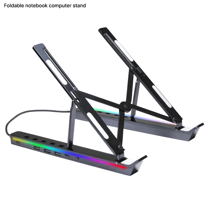 Lifting Non-slip RGB Multi-function Laptop Holder Stand Docking Aluminum Alloy Folding with USB HUB For Notebook Gaming Bracket