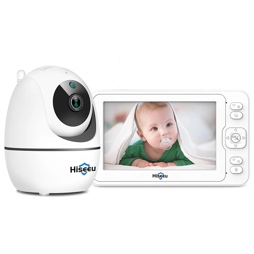 Hiseeu 5.0 inch Baby Monitor 1080P 2-Way Audio Wireless Camera Baby Crying Alarm Video Surveillance Camera Support Playback