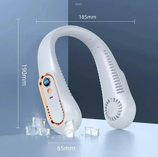 Hot selling neck hanging fan with digital display power supply without blade neck belt fan portable summer air cooler for travel