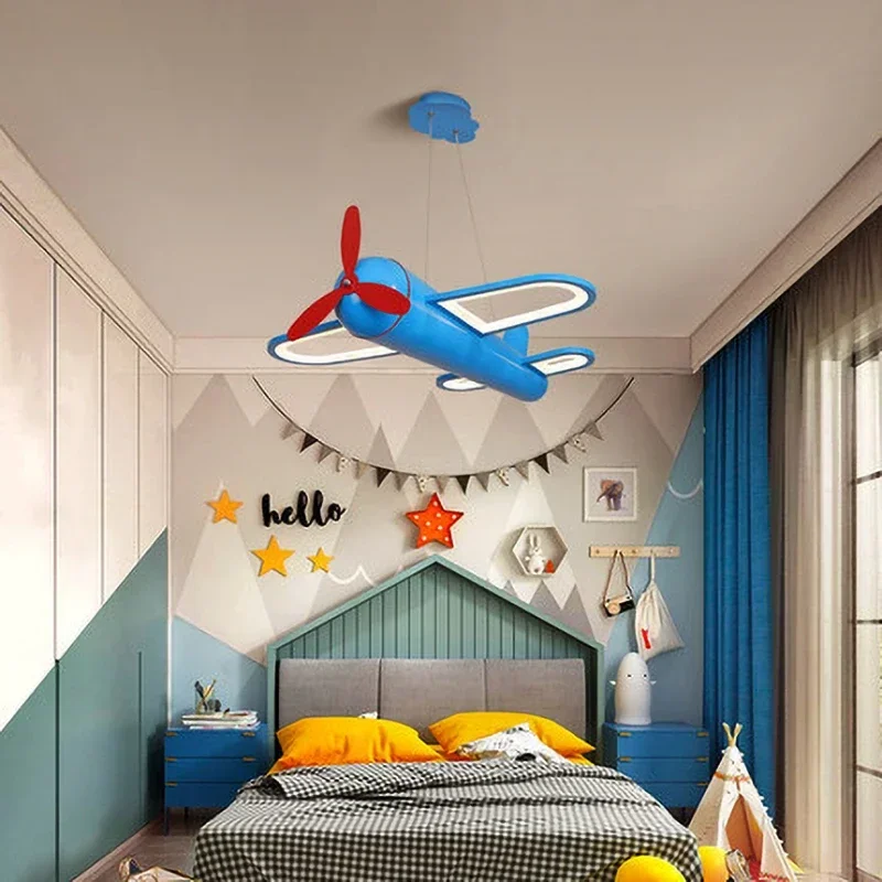Creative Simple High-end Children Lamp Bedroom Room Decor Kindergarten Cartoon Iron Butterfly-shaped Airplane Chandelier